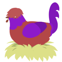 (unnamed), a red and violet chicken with a head pattern