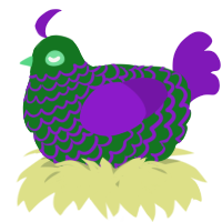 A leaf and violet chicken with a lace pattern