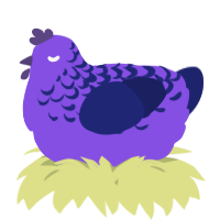 A blurple and navy chicken with a half-lace pattern