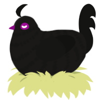 Entity, a sable and black chicken with a bar pattern