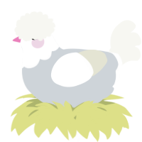 A mist and white chicken with a head pattern