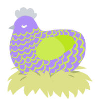 A lilac and lime chicken with a lace pattern