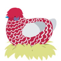A crimson and mist chicken with a lace pattern