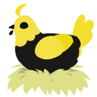 A sable and yellow chicken with a head pattern