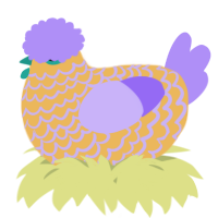 A honey and lilac chicken with a lace pattern