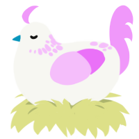 花瓣, a white and lavender chicken with a neck-speckle pattern