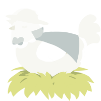 A white chicken with a head pattern