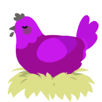 A plum and amethyst chicken with a head pattern