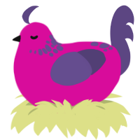 lorelei, a fuchsia and overcast chicken with a neck-speckle pattern