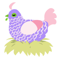 A lilac and rose chicken with a lace pattern