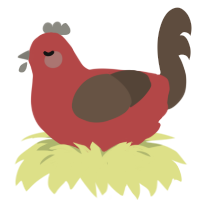 A red and bark chicken
