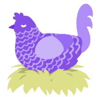A blurple and lilac chicken with a lace pattern