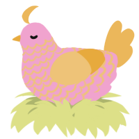 A pink and honey chicken with a lace pattern