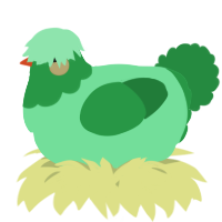 A spring and viridian chicken with a head pattern