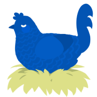 A ultramarine chicken with a lace pattern