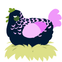 A tumblr and lavender chicken with a half-lace pattern