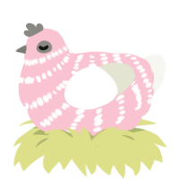 Strawberry Milk, a rose and white chicken with a bar pattern