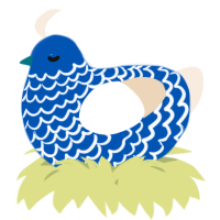 A ultramarine and cream chicken with a lace pattern