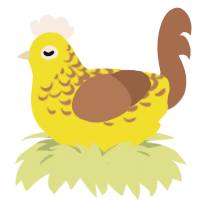 Cryptid, a yellow and brown chicken with a half-lace pattern