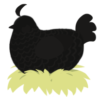 A black and sable chicken with a lace pattern
