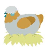 A silver and gold chicken with a head pattern
