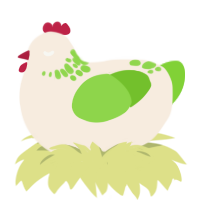 A cream and grass chicken with a neck-speckle pattern