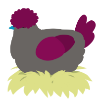 A grey and wine chicken