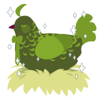 A olive and chartreuse chicken with a half-lace pattern