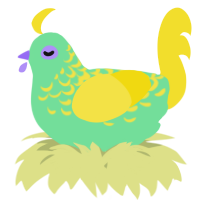 A spring and yellow chicken with a half-lace pattern